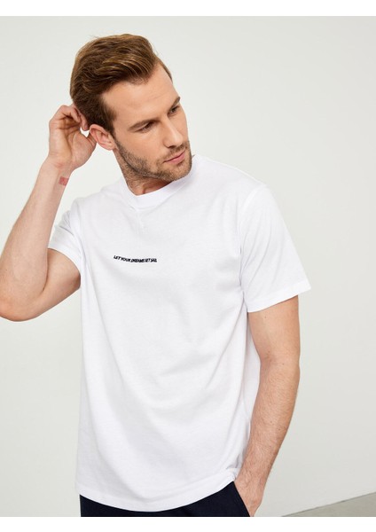 Bisiklet Yaka Pamuk Oversize Baskılı T-Shirt
