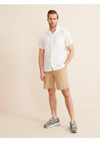 Küba Yaka Keten Regular Fit Basic Gömlek