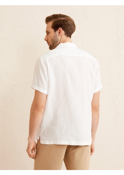 Küba Yaka Keten Regular Fit Basic Gömlek