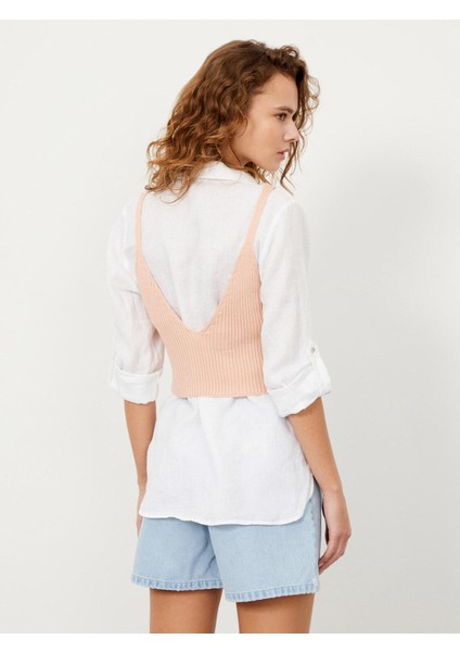 V Yaka Pamuklu Slim Fit Triko Atlet