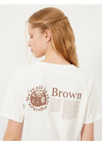 Bisiklet Yaka Pamuk Rahat Kesim Baskılı T-Shirt