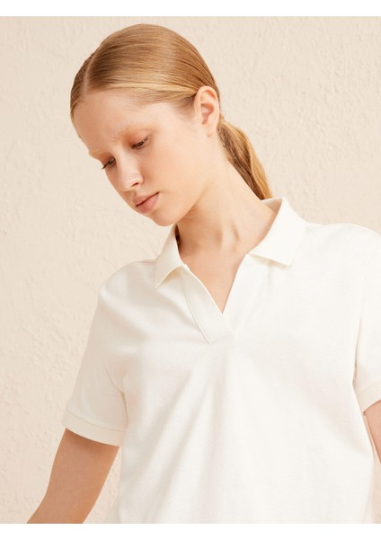 Polo Yaka Pamuk Rahat Kesim Basic T-Shirt