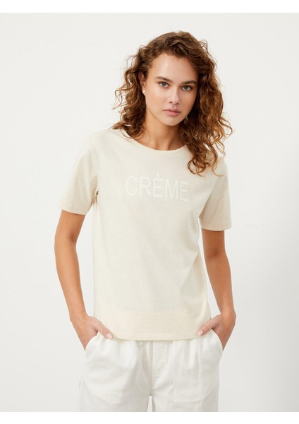 Bisiklet Yaka Pamuk Rahat Kesim Baskılı T-Shirt