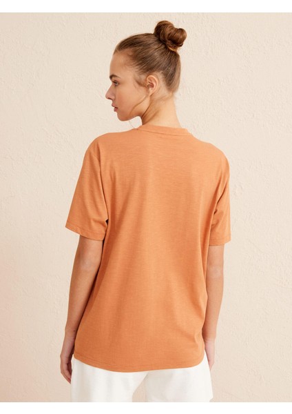 Bisiklet Yaka Pamuk Big Oversize Baskılı T-Shirt