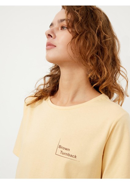 Bisiklet Yaka Pamuk Rahat Kesim Baskılı T-Shirt