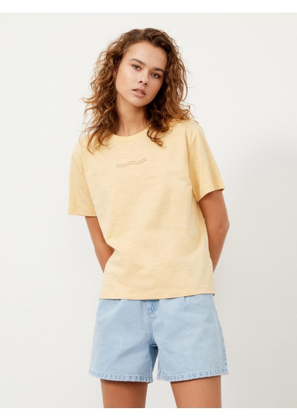 Bisiklet Yaka Pamuk Oversize Baskılı T-Shirt