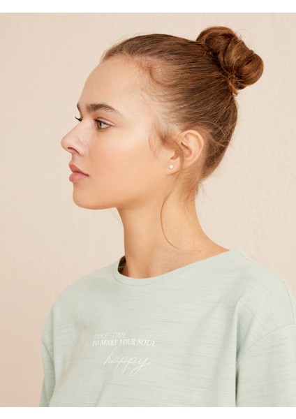 Bisiklet Yaka Pamuk Oversize Baskılı T-Shirt
