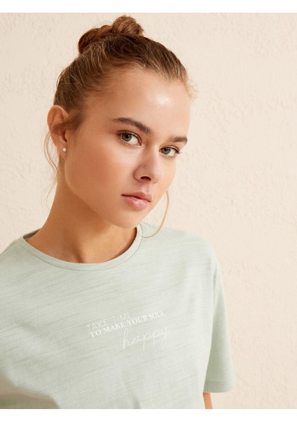 Bisiklet Yaka Pamuk Oversize Baskılı T-Shirt fiyatları