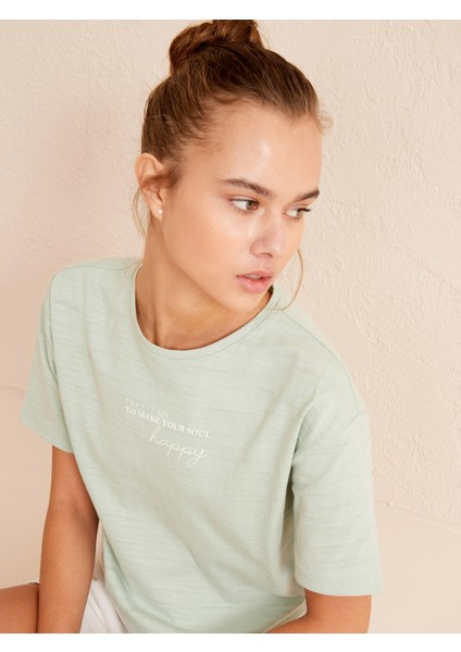 Bisiklet Yaka Pamuk Oversize Baskılı T-Shirt modelleri