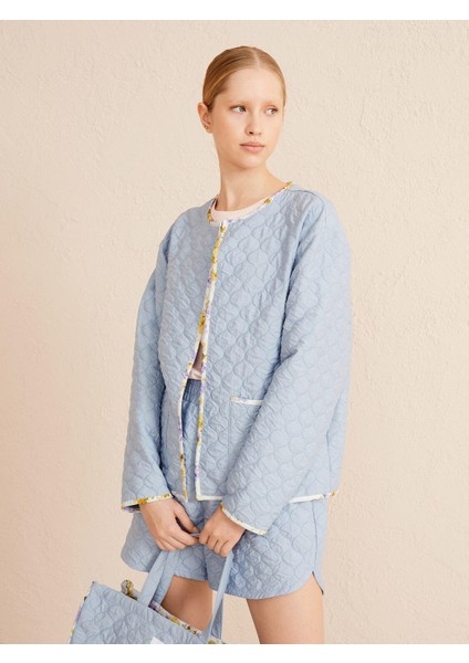 Yuvarlak Yaka Pamuklu Oversize Kapitone Ceket