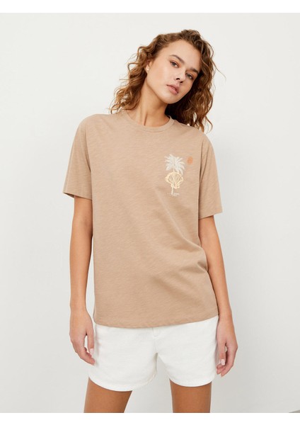 Bisiklet Yaka Pamuk Big Oversize Baskılı T-Shirt