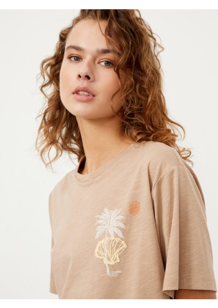 Bisiklet Yaka Pamuk Big Oversize Baskılı T-Shirt