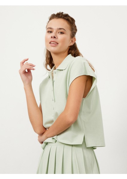 Polo Yaka Pamuk Oversize T-Shirt