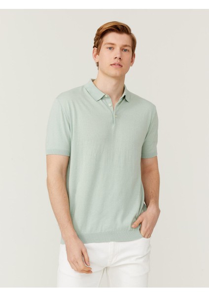 Polo Yaka Pamuk Regular Fit Kısa Kollu Basic Triko Kazak
