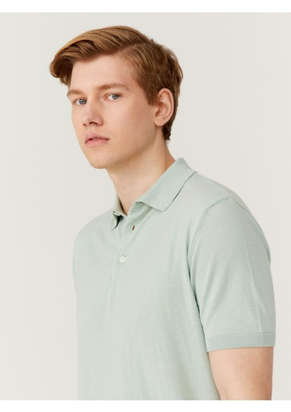 Polo Yaka Pamuk Regular Fit Kısa Kollu Basic Triko Kazak