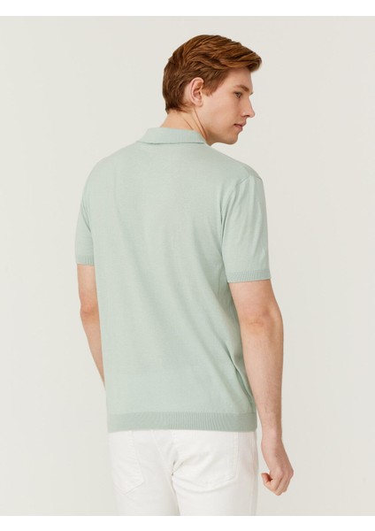 Polo Yaka Pamuk Regular Fit Kısa Kollu Basic Triko Kazak