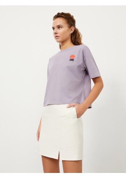 Bisiklet Yaka Pamuk Oversize Baskılı T-Shirt