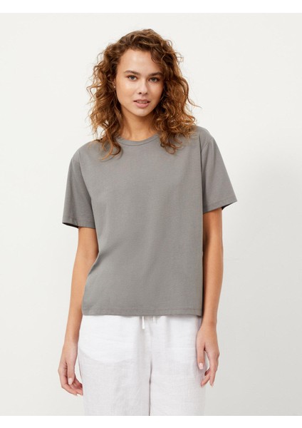 Bisiklet Yaka Pamuk Oversize Arkası Baskılı T-Shirt