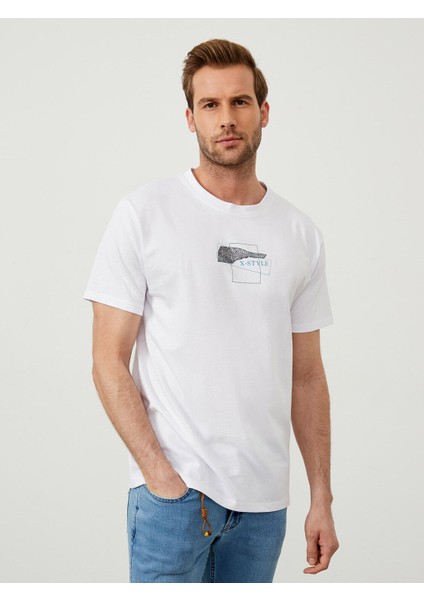 Bisiklet Yaka Pamuk Oversize Baskılı T-Shirt fiyatları