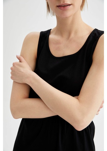 Askılı Basic Beli Büzgülü Relax Fit Mini Yazlık %100 Pamuk Elbise T8056AZ21SM indirimleri