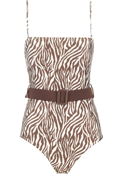 Desenli Çıkarılabilir Pedli Kemerli Mayo T8003AZ21SM