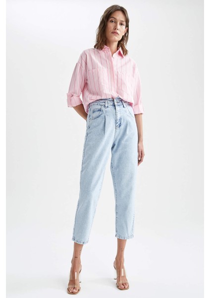 Relax Fit Çift Cepli Çizgili Poplin Gömlek U9413AZ21SM fiyatları