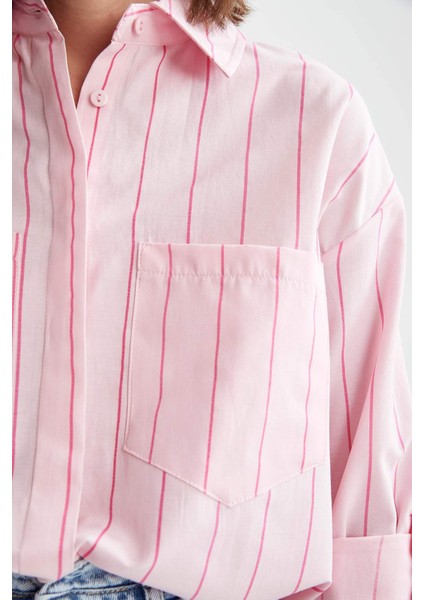 Relax Fit Çift Cepli Çizgili Poplin Gömlek U9413AZ21SM modelleri