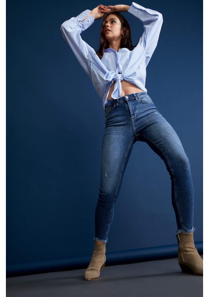 Vintage Skinny Yüksek Bel Jean Pantolon T8109AZ21SP fiyatları