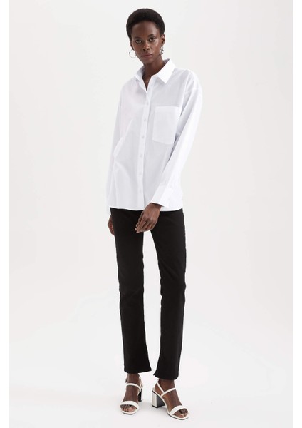 Cepli Oversize Fit Pamuklu Poplin Gömlek Tunik V3984AZ21AU fiyatları