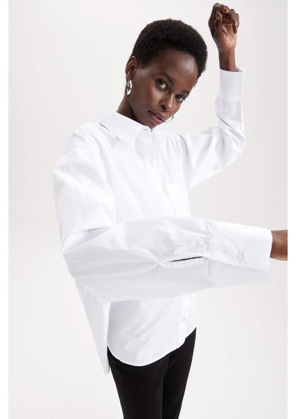 Cepli Oversize Fit Pamuklu Poplin Gömlek Tunik V3984AZ21AU modelleri