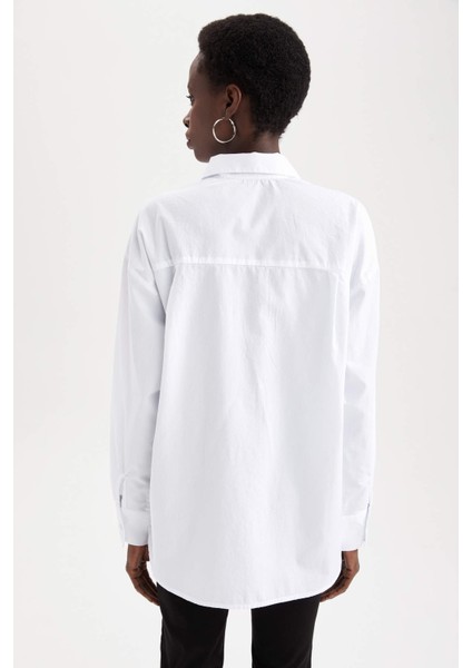 Cepli Oversize Fit Pamuklu Poplin Gömlek Tunik V3984AZ21AU indirimleri