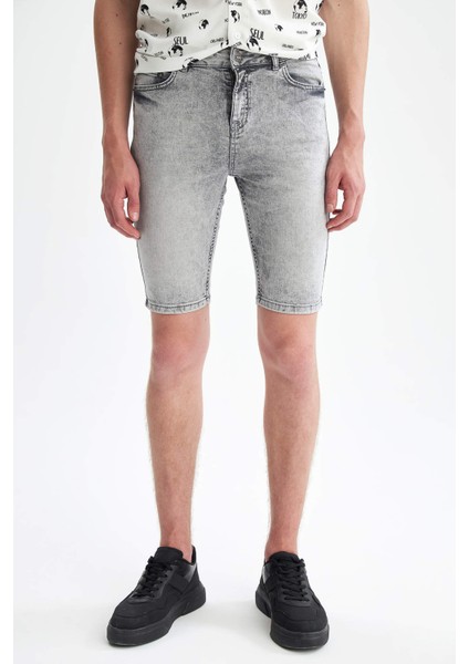 Skinny Fit Bermuda Jean Şort V6248AZ21HS