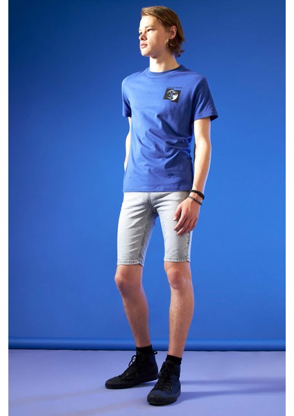Skinny Fit Bermuda Jean Şort V6248AZ21HS