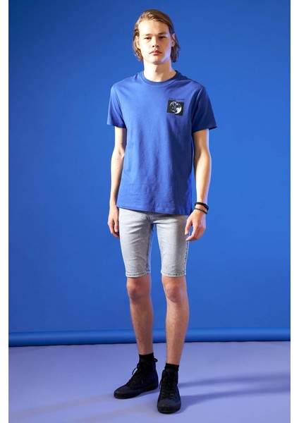 Skinny Fit Bermuda Jean Şort V6248AZ21HS