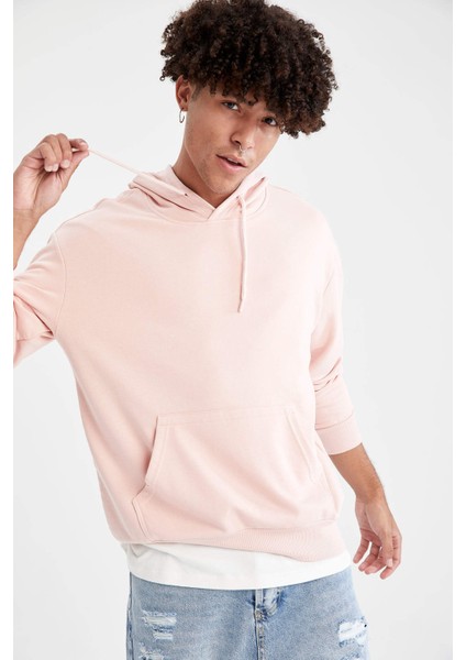 Oversize Fit Kapüşonlu Basic Pamuklu İçi Yumuşak Tüylü Sweatshirt R4669AZ21AU