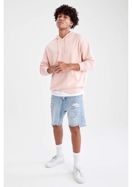 Oversize Fit Kapüşonlu Basic Pamuklu İçi Yumuşak Tüylü Sweatshirt R4669AZ21AU
