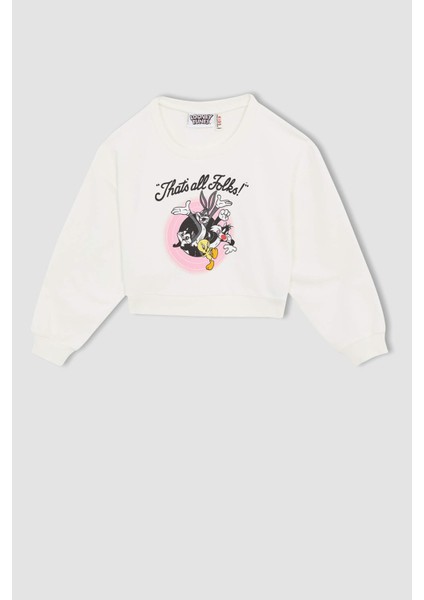 Kız Çocuk Looney Tunes Bisiklet Yaka Sweatshirt W1728A621AU