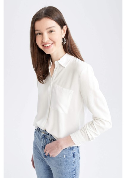 Regular Fit Gömlek Yaka Uzun Kollu Gömlek N2518AZ22SP fiyatları