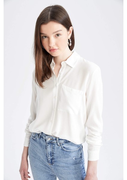 Regular Fit Gömlek Yaka Uzun Kollu Gömlek N2518AZ22SP fırsatları