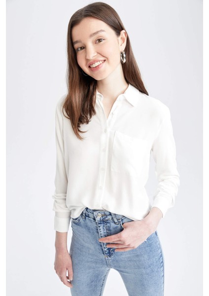 Regular Fit Gömlek Yaka Uzun Kollu Gömlek N2518AZ22SP indirimleri