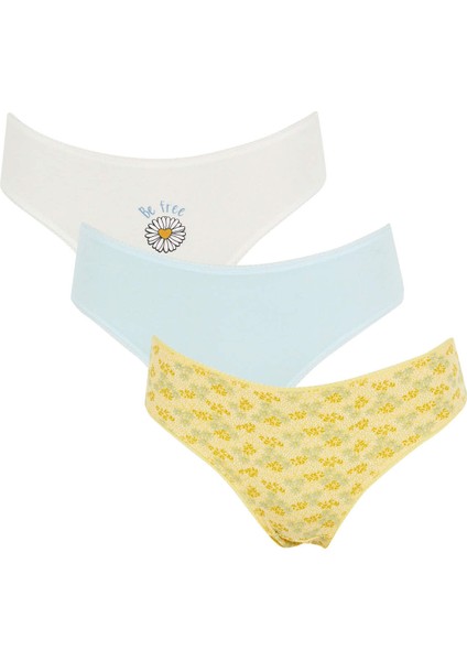 Desenli 3'lü Bikini Külot U6037AZ22SP