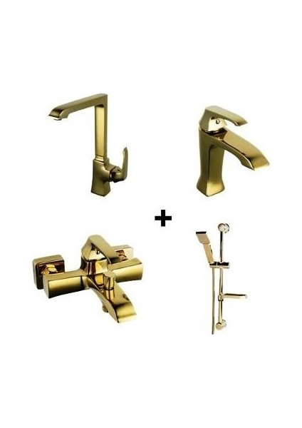 Avangart Set Banyo Armatür Batarya Seti Altın Creavit AG2500G+AG8500G+AG1500G+SH411G Creavit
