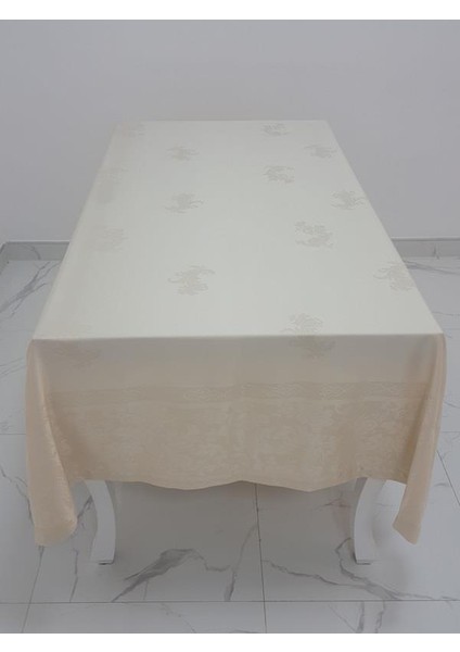 Raya Lüx Jakar Bambu Kumaş Bej Masa Örtüsü Dikdörtgen 160x220 cm - 1093