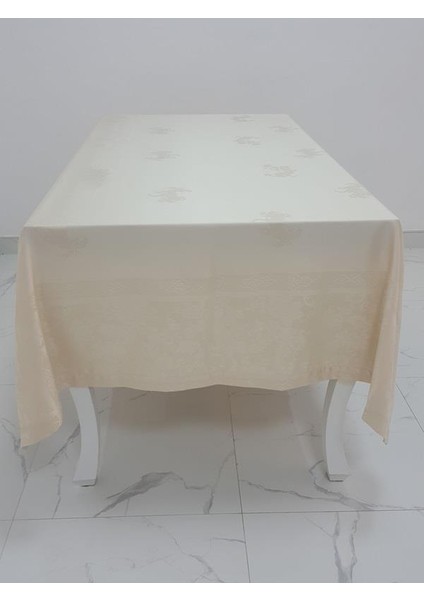 Raya Lüx Jakar Bambu Kumaş Bej Masa Örtüsü Dikdörtgen 160x220 cm - 1093