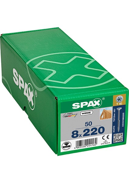 Ahşap Konstrüksiyon Tam Dişli Pul Başlı Wırox Kaplama 8 x 220 Mm 50 Adet