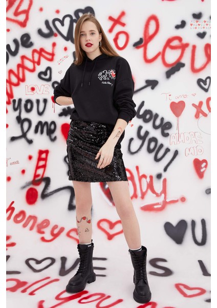 Keith Haring Oversize Fit Kapüşonlu Sweatshirt X4487AZ22SP fırsatları