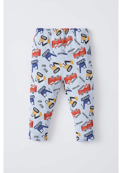 Erkek Bebek İş Makinası Desenli Uzun Kollu Pamuklu Pijama Takım W8932A222SP fiyatları