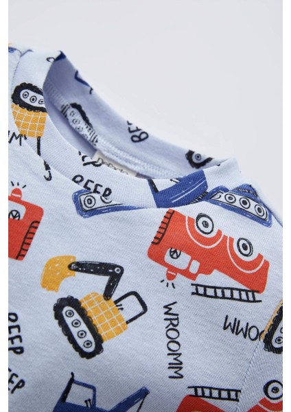 Erkek Bebek İş Makinası Desenli Uzun Kollu Pamuklu Pijama Takım W8932A222SP modelleri