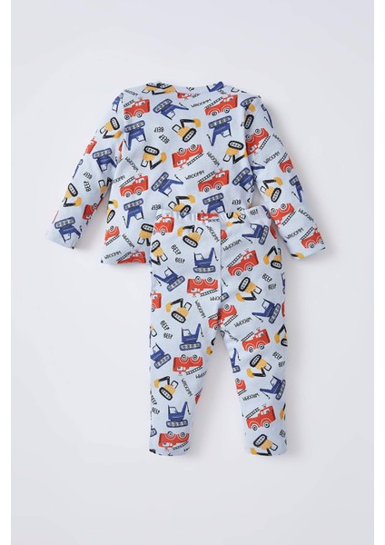 Erkek Bebek İş Makinası Desenli Uzun Kollu Pamuklu Pijama Takım W8932A222SP indirimleri