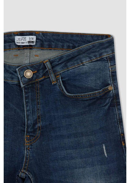 Super Skinny Normal Bel Dar Yırtık Detaylı Jean Pantolon W7315AZ22SP